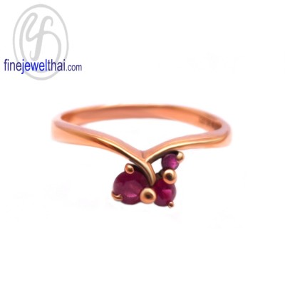 แหวนพิงค์โกลด์ แหวนคู่ แหวนทับทิม แหวนแต่งงาน แหวนหมั้น-R1185RBPG